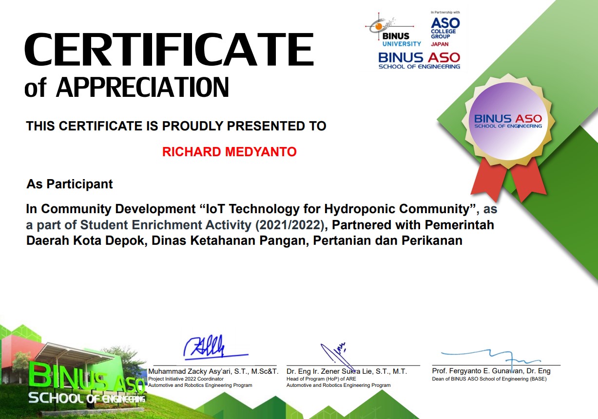 Certificate for this project