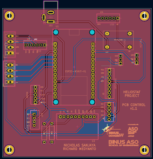 The PCB designed in KiCad